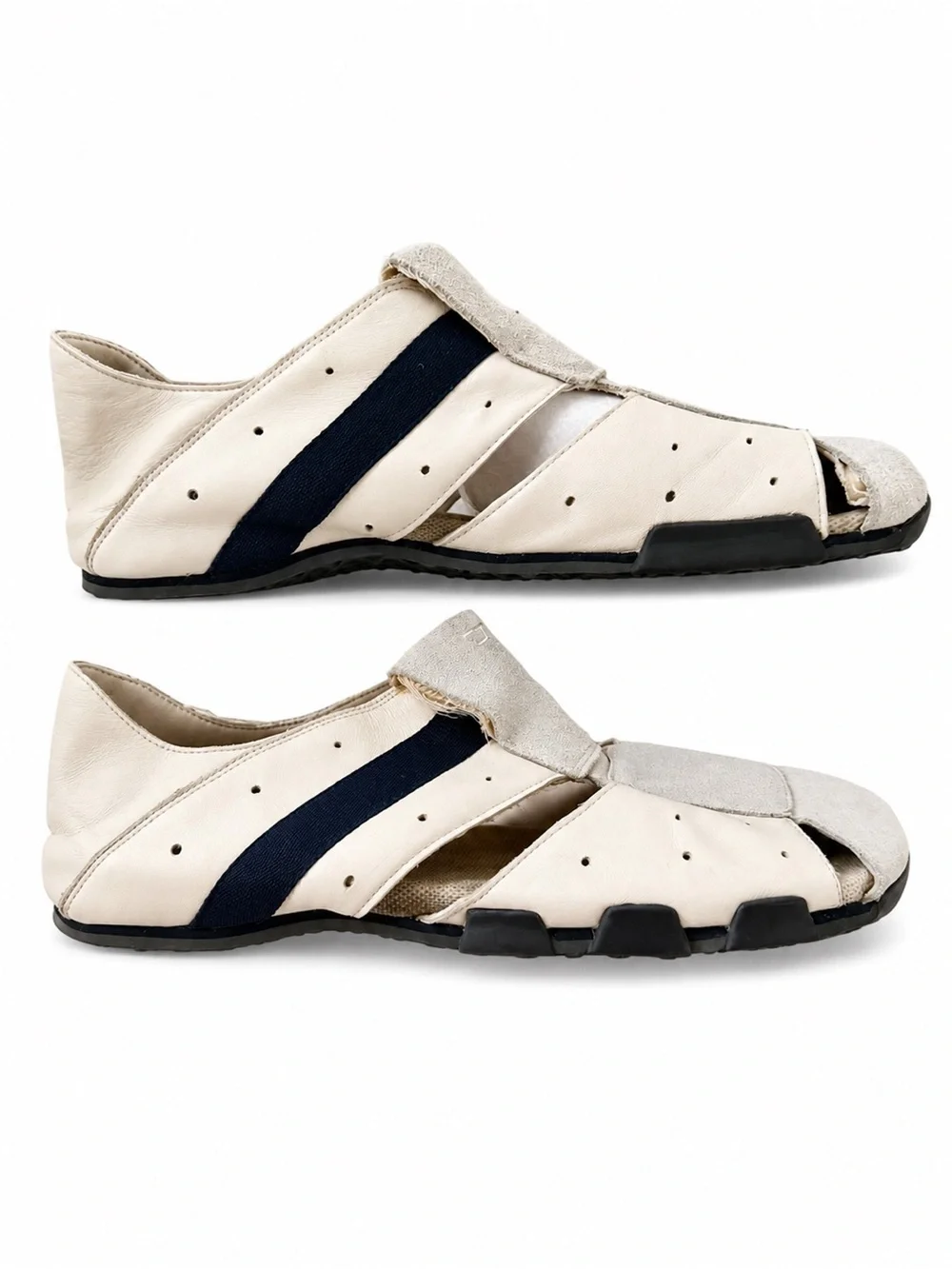 Diesel Men's Beige and Light Gray Suede Leather Boat Shoes